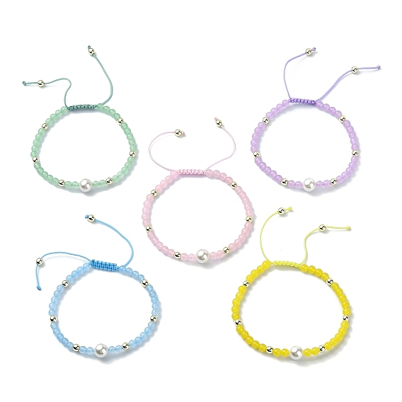 Браслеты из плетеных бусин из натурального и окрашенного малайзийского нефрита, с жемчугом из раковины , регулируемые украшения для женщин