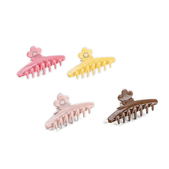 Заколки для волос в форме когтей из ацетата целлюлозы, аксессуары для волос со стразами для женщин и девочек, цветок