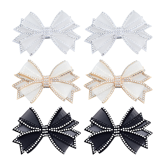 6 шт. 3 цвета ткани стразы украшения для обуви, бантом