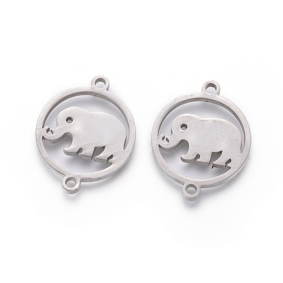 201 Edelstahl Links, manuelles Polieren, Ring mit Elefanten