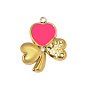 304 нержавеющей стальной эмали подвески, клевер амулеты, со стразами, ионное покрытие (ip), зеркальная полировка, реальный 18 k позолоченный