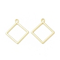 Rack Plating Alloy Rhombus Open Back Bezel Pendants, For DIY UV Resin, Epoxy Resin, Pressed Flower Jewelry,  Cadmium Free & Nickel Free & Lead Free