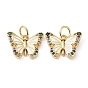 Rack Plating Brass with Cubic Zirconia Enamel Charms, Lead Free & Cadmium Free, Long-Lasting Plated, Butterfly