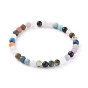 Frosted Natural Gemstone Beads Stretch Bracelets, Round