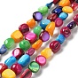 Natural Shell Beads Strands, Dyed, Flat Round