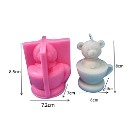 DIY Food Grade Teacup Bear Candle Silicone Molds, Resin Casting Molds, For UV Resin, Epoxy Resin Jewelry Making