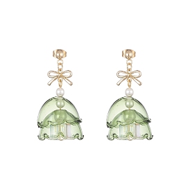 Boucles d'oreilles pendantes en verre d'arbre de Noël avec perles de coquillage, 304 bijoux en acier inoxydable