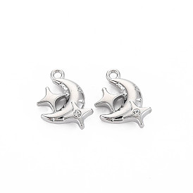 Стойки подвески обшивки сплава, с кристально горный хрусталь, без кадмия, без никеля и без свинца, лунные амулеты со звездой