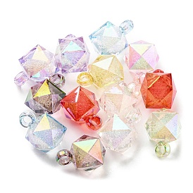 Радужные радужные прозрачные акриловые пузырьковые подвески с УФ-покрытием, граненые, кубические