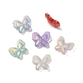 UV Plating Rainbow Iridescent Imitation Jelly Acrylic Beads, Butterfly