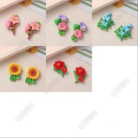 25 pcs 5 styles cabochons en résine opaque, fleur