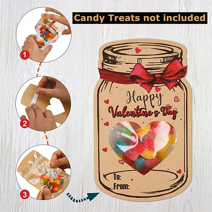 DIY Valentine's Day Card Craft Kits, including Paperboard, Rope, Plastic Bag