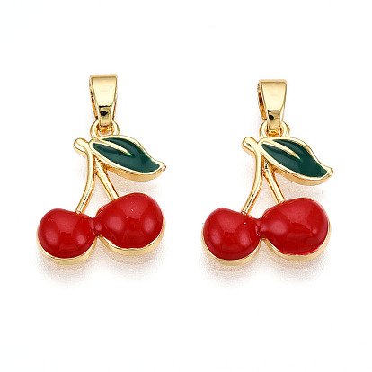 Латунь эмаль прелести, без кадмия и без свинца, черри прелести, реальный 18 k позолоченный