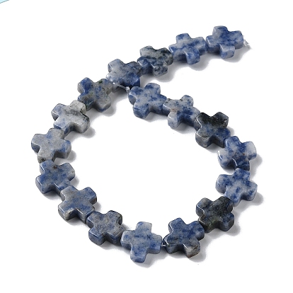 Perles de jaspe tache bleue naturelle, croix