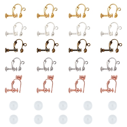 Brass Screw Clip Earring Converter, Spiral Ear Clip, for non-pierced Ears, with Loop