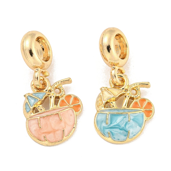 Стойка покрытие сплав эмаль напиток европейские подвески, Подвески с большими отверстиями, золотые, без кадмия, без никеля и без свинца