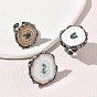 Bagues manchettes en agate druzy tournesol naturelle et laiton pour femmes, nuggets, argent antique