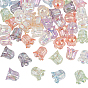 60pcs perles acryliques transparentes de placage uv, de couleur plaquée ab , fleur