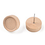 Natural Maple Wood Stud Earring Findings with 316 Stainless Steel Pin, Flat Round Earring Settings