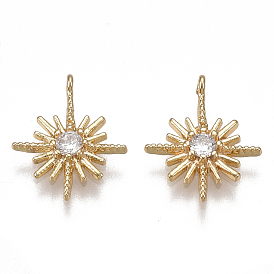 Латунь прелести, без никеля , реальный 18 k позолоченный, с кубического циркония, звезда, прозрачные