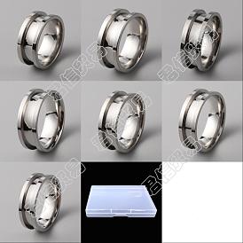 21Pcs 7 Size 201 Stainless Steel Grooved Finger Ring for Women