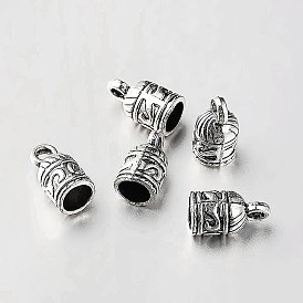 Концевики для шнура, сплав, тибетский стиль, Торцевые крышки, колонка, без кадмия и без свинца