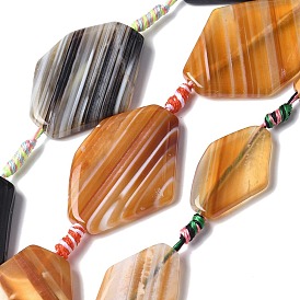 Натуральный полосатый агат / полосатые агатовые бусы, окрашенная и подогревом, ромб