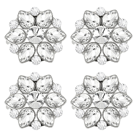 4 шт. цветочный сплав со стеклянными зажимами для обуви со стразами, съемное украшение для обуви, с железными зажимами