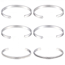 6шт. С-образные 201 браслеты-манжеты из нержавеющей стали с рифленой поверхностью, для гальваники своими руками, инкрустация кожей, изготовление браслета из глины со стразами