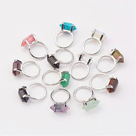Gemstone Finger Rings, with Alloy Ring Findings, Platinum, Bullet
