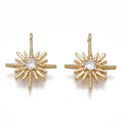 Латунь прелести, без никеля , реальный 18 k позолоченный, с кубического циркония, звезда, прозрачные