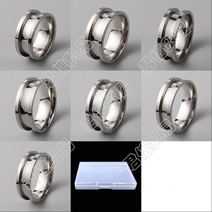 21Pcs 7 Size 201 Stainless Steel Grooved Finger Ring for Women