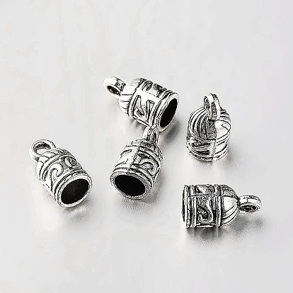 Концевики для шнура, сплав, тибетский стиль, Торцевые крышки, колонка, без кадмия и без свинца