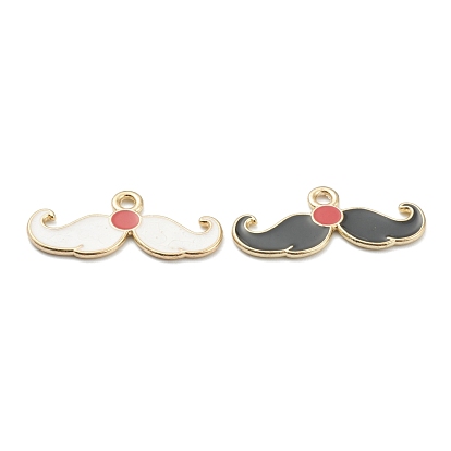 Alloy Enamel Pendants, for Christmas, Light Gold Plated, Mustache
