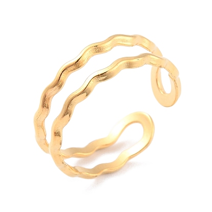 Ion Plating(IP) 304 Stainless Steel Wrapped Open Cuff Ring for Women