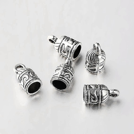 Концевики для шнура, сплав, тибетский стиль, Торцевые крышки, колонка, без кадмия и без свинца