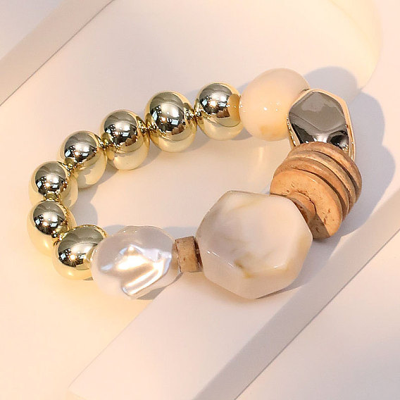 Пластиковые браслеты из жемчуга и ccb пластика, натурального кокоса и смолы с бусинами для женщин, круглые и самородки