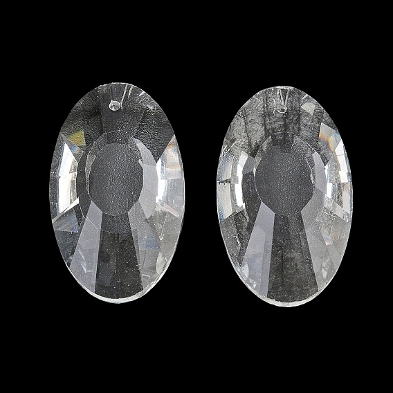 Glass Chandelier Prism Pendants, Faceted Oval Charms