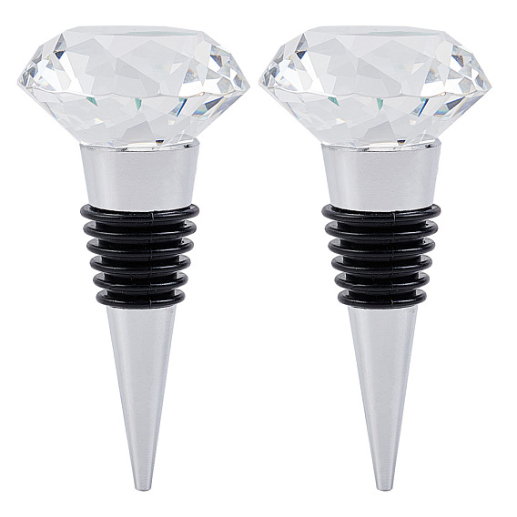 Lovely Crystal Wine Stopper, with Alloy and Rubber, Keep Wine Fresh, for Holiday Party, Wedding