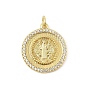 Латунные микро проложить кубического циркония подвески, плоские круглые с святым Бенедиктом, стойки покрытие, долговечный, без свинца и без кадмия, с целью перехода в кольце