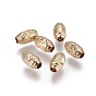 Electroplate Brass Textured Beads, Long-Lasting Plated, Oval