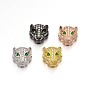 Rack Plating Brass Micro Pave Cubic Zirconia Leopard Hollow Beads, Lead Free & Cadmium Free