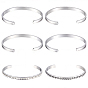 6шт. С-образные 201 браслеты-манжеты из нержавеющей стали с рифленой поверхностью, для гальваники своими руками, инкрустация кожей, изготовление браслета из глины со стразами