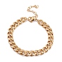 PVD Vacuum Plating 304 Stainless Steel Curb Chains Anklets, with Lobster Claw Clasps
