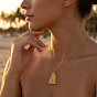 304 Stainless Steel Textured Bell Pendant Necklaces for Women