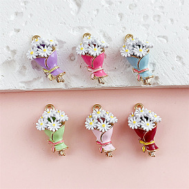 Подвески из эмали и сплава, подвески в виде цветов/букетов, золотые