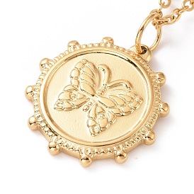 Ion Plating(IP) 304 Stainless Steel Butterfly Pendant Necklace for Women