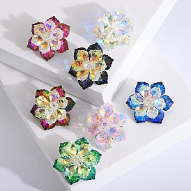 Flower Rhinestone Pins, Alloy Brooches for Girl Women Gift
