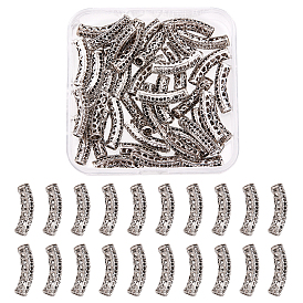 SUPERFINDING 40Pcs Brass Hollow Tube Beads, with Rhinestone