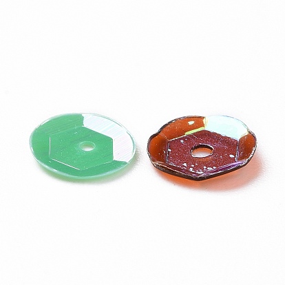 Plastic Loose Semi-cupped Sequins, Color Paillettes, Center Hole, AB Color, 6~7mm, Hole: 1mm
